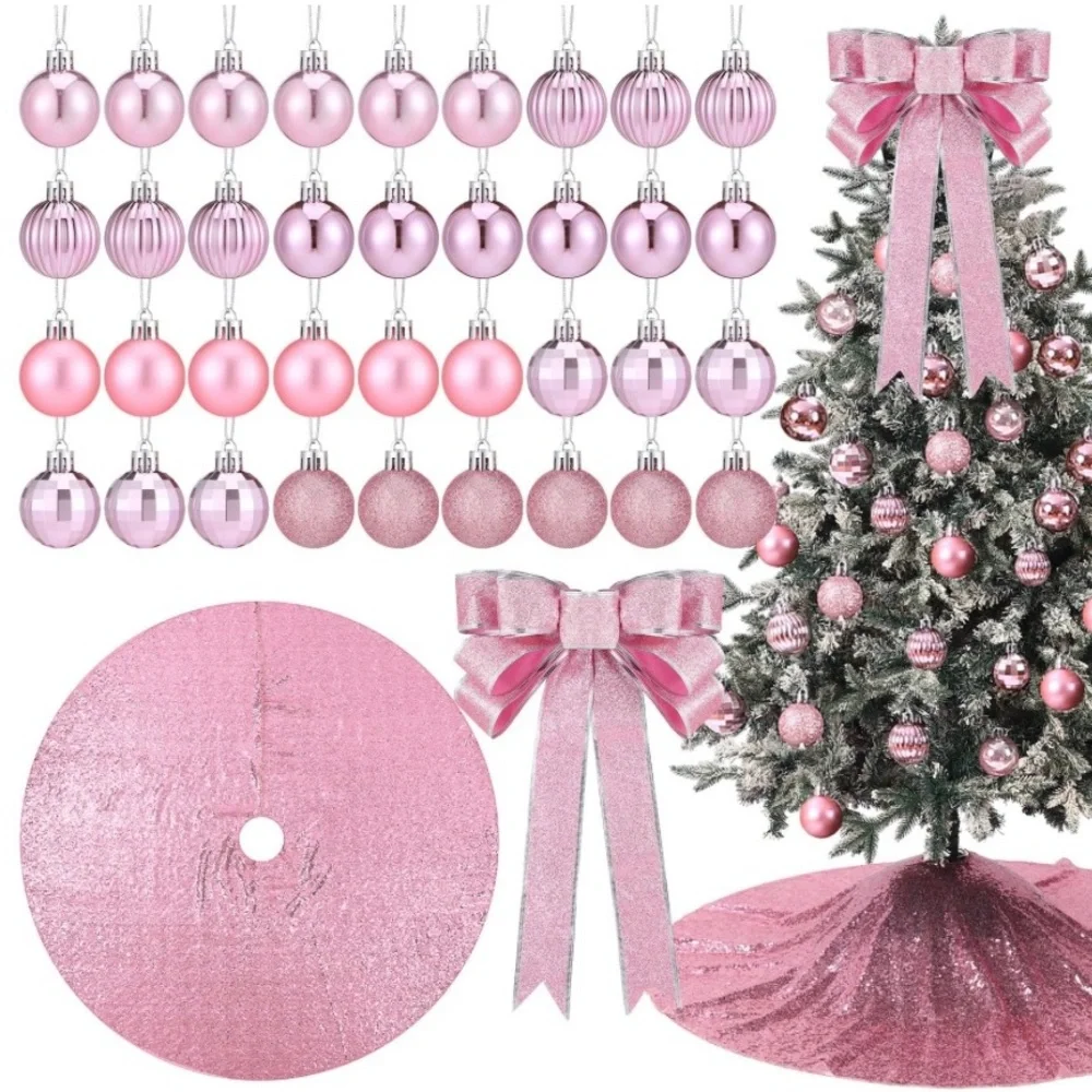 Pink Christmas Tree Decoration Set